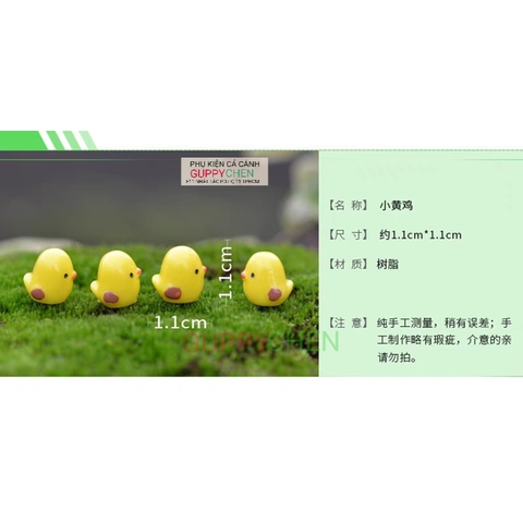 Mô Hình Tiểu Cảnh " Gà Con Mini " Phụ Kiện Trang Trí Hồ Cá và Terarium
