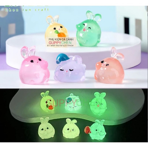 Mô Hình Thỏ Dạ Quang Trang Trí Tiểu Cảnh Hồ Cá Thủy Sinh Terarium