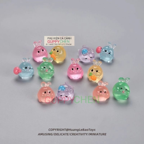 Mô Hình Thỏ Dạ Quang Trang Trí Tiểu Cảnh Hồ Cá Thủy Sinh Terarium