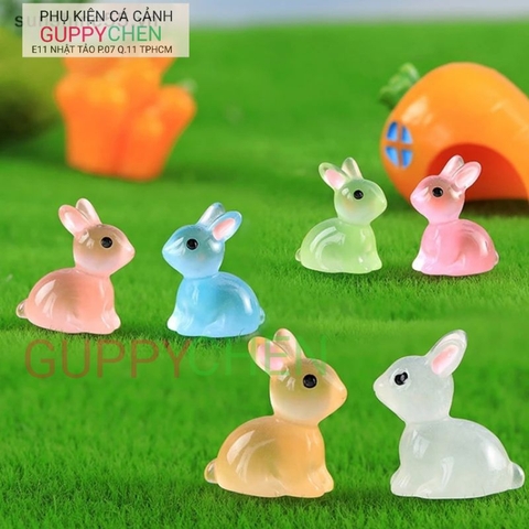 Mô Hình Thỏ Dạ Quang Trang Trí Tiểu Cảnh Hồ Cá Thủy Sinh Terarium