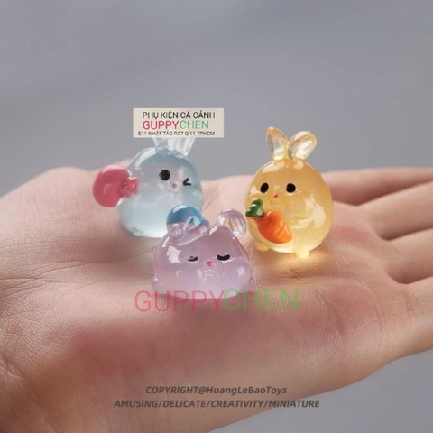 Mô Hình Thỏ Dạ Quang Trang Trí Tiểu Cảnh Hồ Cá Thủy Sinh Terarium