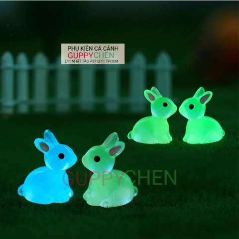 Mô Hình Thỏ Dạ Quang Trang Trí Tiểu Cảnh Hồ Cá Thủy Sinh Terarium