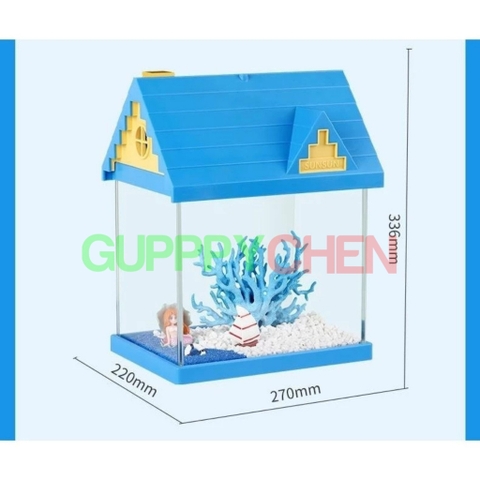 (HOẢ TỐC HCM) Bộ Hồ Cá Ngôi Nhà Xanh SUNSUN TF-250 - Tích hợp đèn, máy bơm, kính siêu trong cao cấp