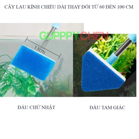 Cây Chà Hồ Vệ Sinh Hồ Cá Xoay 360 Độ Có Thể Kéo Dài 1m - Tiện Lợi Vệ Sinh Hồ Cá