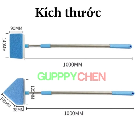 Cây Chà Hồ Vệ Sinh Hồ Cá Xoay 360 Độ Có Thể Kéo Dài 1m - Tiện Lợi Vệ Sinh Hồ Cá