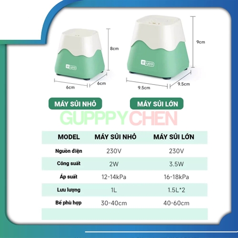 Máy Sủi Oxi Núi Lửa Cao Cấp YEE - máy sủi oxi siêu êm, có sẵn dây sủi và đá sủi