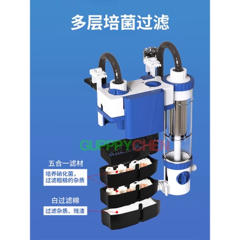 Lọc treo Sunsun YBF-500 thế hệ mới - Lọc có tách phân, lọc váng, lắng cặn xả đáy dùng cho hồ cá