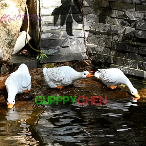 Bộ 3 Con Vịt Trang Trí Hồ Cá Thủy Sinh Tiểu Cảnh Terrarium Decor Sân Vườn