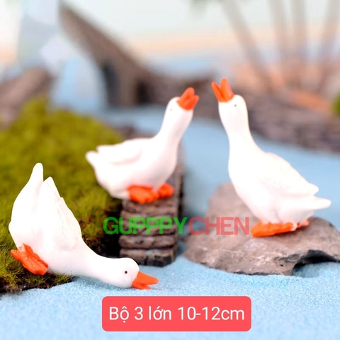 Bộ 3 Con Vịt Trang Trí Hồ Cá Thủy Sinh Tiểu Cảnh Terrarium Decor Sân Vườn