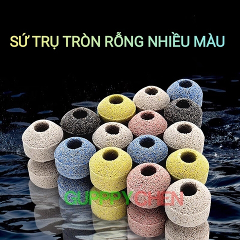 Sứ tròn rỗng ngũ sắc cho hồ cá thủy sinh
