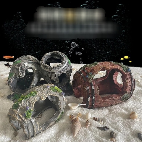 Mô Hình Thùng Gỗ Trang Trí Bể Cá Thủy Sinh - Tạo Tiểu Cảnh Cho Tép Cảnh
