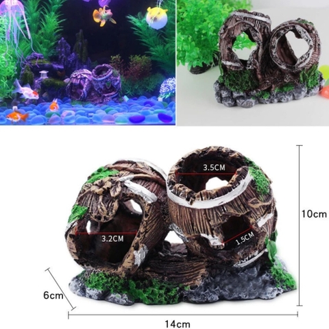 Mô Hình Thùng Gỗ Trang Trí Bể Cá Thủy Sinh - Tạo Tiểu Cảnh Cho Tép Cảnh