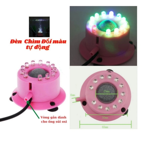 Đèn Bể Cá Mini Tích Hợp Đá Sủi Oxy Trang Trí Hồ Cá - Đá Sủi Oxy Có Đèn