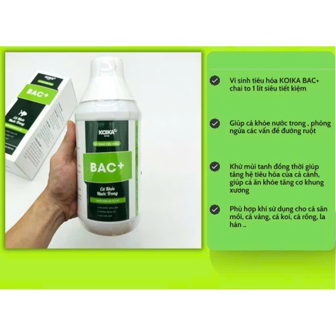 [Mã PET80K giảm 8% tối đa 80K đơn 350K] Vi sinh tiêu hóa KOIKA BAC+ chai 1 lít cho cá cảnh
