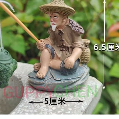 Mô Hình Tiểu Cảnh Ông Lão Đánh Cá - Trang Trí Hồ Cá và Terarium.