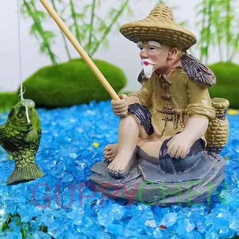 Mô Hình Tiểu Cảnh Ông Lão Đánh Cá - Trang Trí Hồ Cá và Terarium.
