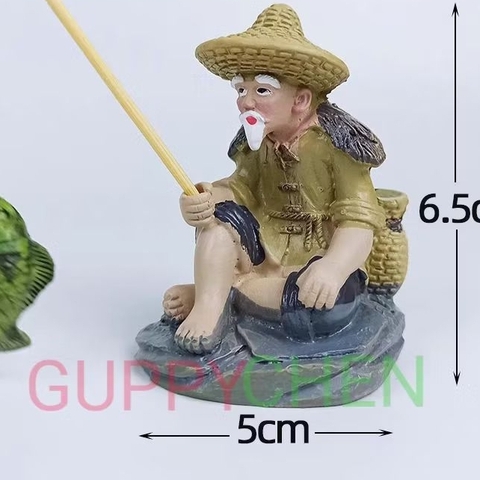 Mô Hình Tiểu Cảnh Ông Lão Đánh Cá - Trang Trí Hồ Cá và Terarium.