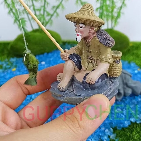 Mô Hình Tiểu Cảnh Ông Lão Đánh Cá - Trang Trí Hồ Cá và Terarium.