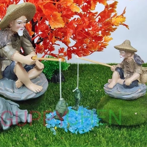 Mô Hình Tiểu Cảnh Ông Lão Đánh Cá - Trang Trí Hồ Cá và Terarium.