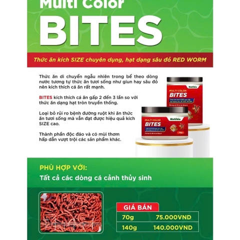 Thức Ăn Multi Color Bites Cao Cấp Cho Cá - Thức Ăn Dạng Hạt Red Worm Dùng Cho Mọi Loại Cá