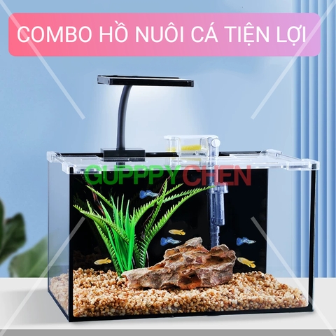 (HOẢ TỐC HCM) COMBO HỒ KÍNH KÈM LỌC VÀ ĐÈN NUÔI CÁ TIỆN LỢI TIẾT KIỆM