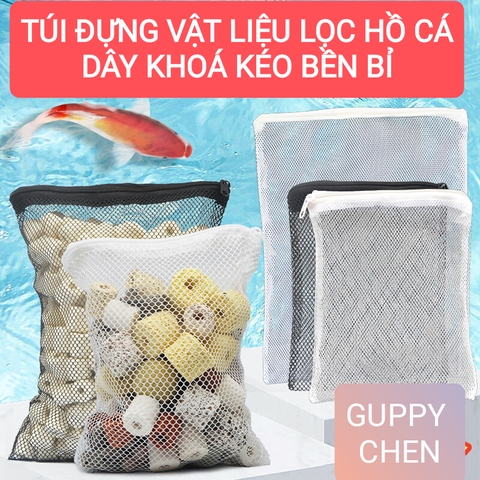 Túi lưới đựng vật liệu lọc dây khoá kéo , túi lọc sứ dùng cho hồ cá thủy sinh