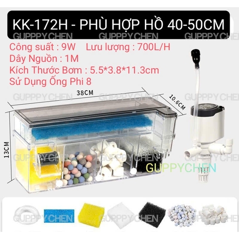 (TẶNG VLL) Lọc Tràn Đa Năng KAOKUI KK-152H KK-162H KK-172H KK-182H Thích Hợp Cho Hồ Cá Thủy Sinh