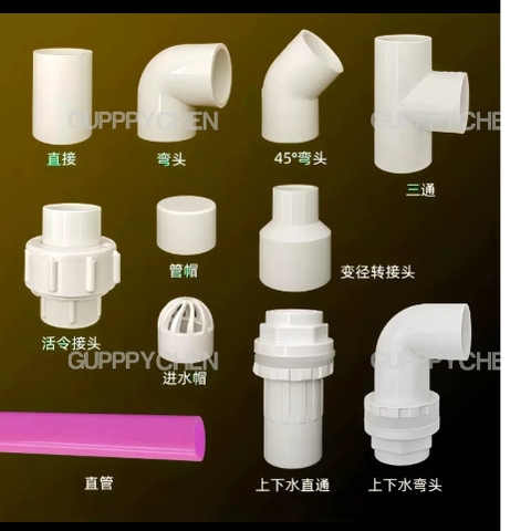 Phụ Kiện Lắp Ráp Ống Nước Hồ Cá - Co Nối T Co Vuông , Lơ , Bịt Ống Dùng Cho Máy Bơm Hồ Cá