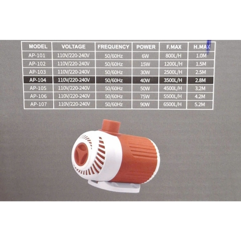 Máy Bơm Vípun Fish AP-101/102/103/104/105/106 Tiết Kiệm Điện Siêu Êm Dùng Cho Hồ Cá