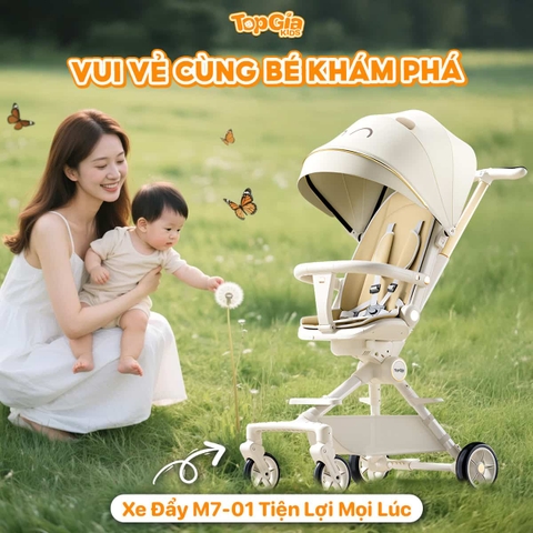 Bé vui vẻ khám phá và mẹ rảnh tay cùng xe đẩy Topgiakids