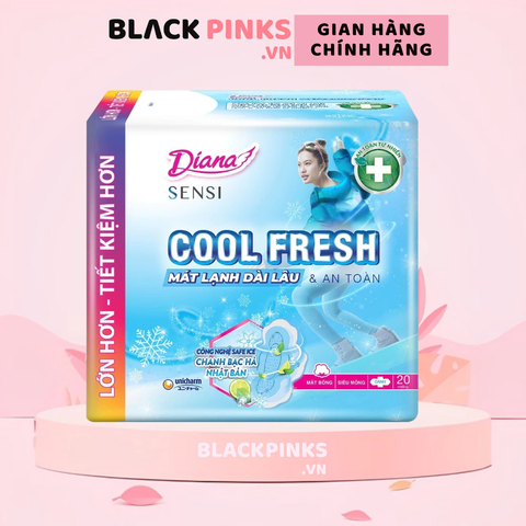 Băng vệ sinh Diana cool fresh mát lạnh siêu mỏng cánh - 8/20 miếng