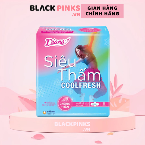 Băng vệ sinh Diana siêu thấm Cool Fresh siêu mỏng cánh 8 miếng