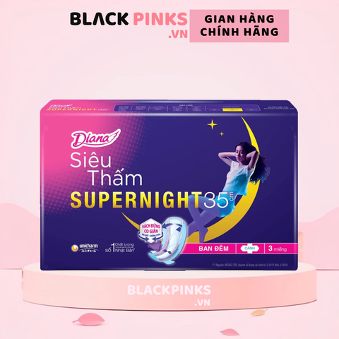 Băng vệ sinh Diana Super Night ban đêm 35cm gói 3 - 12 miếng