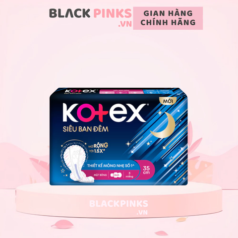 Băng vệ sinh Kotex ban đêm mặt bông siêu mỏng cánh 35cm - 3/8 miếng