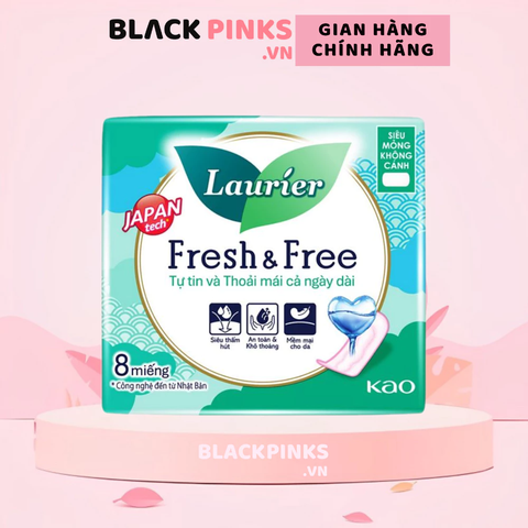 Băng vệ Sinh Laurier Fresh & Free siêu mỏng không cánh 8 miếng