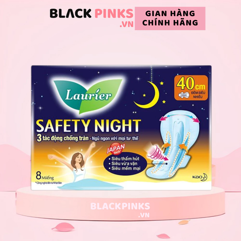 Băng vệ sinh Laurier Safety Night ban đêm chống tràn 40cm 4/8 miếng