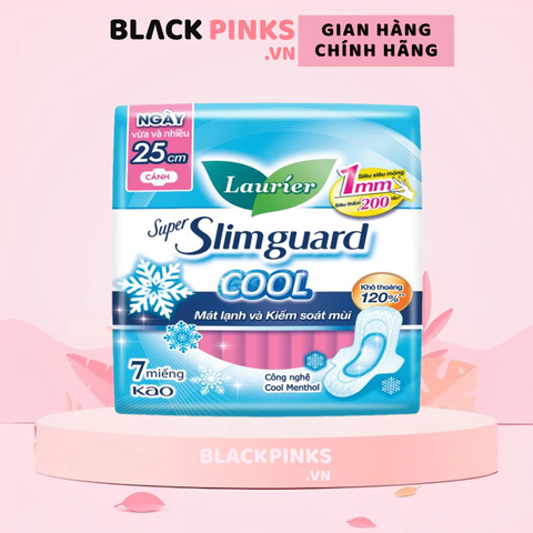 Băng vệ sinh Laurier siêu mỏng mát lạnh và kiểm soát mùi 25cm 7/14 miếng