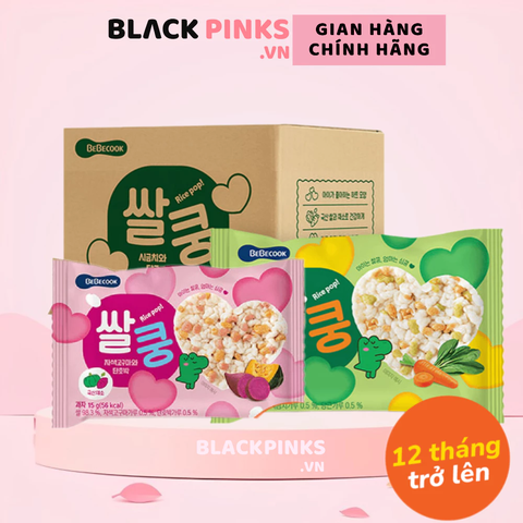 Bánh bỏng gạo Bebecook vị bó xôi và cà rốt /khoai lang tím và bí đỏ 15g dành cho bé trên 12 tháng tuổi