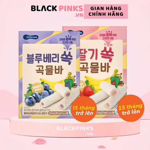 Bánh cuộn thanh ngũ cốc Bebecook vị dâu /việt quất 40g dành cho bé trên 15 tháng tuổi
