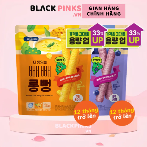 Bánh gạo lứt thanh dài Bebecook vị bắp nướng /việt quất 30g dành cho bé trên 12 tháng tuổi