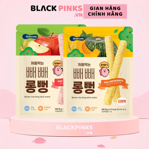 Bánh gạo lứt thanh dài Bebecook vị táo /bí ngô /khoai lang tím /nho xanh 30g dành cho bé trên 7 tháng tuổi