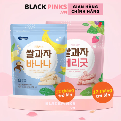 Bánh gạo que Bebecook vị rau củ /vị ngũ cốc /vị chuối /vị quả mọng 25g dành cho bé trên 12 tháng tuổi