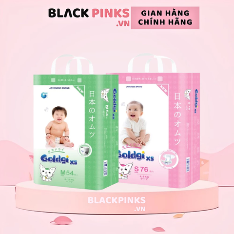 Bỉm - Tã dán/tã quần Goldgi+ X5 size NB92/S76/M66/L56/M54/L48/XL44/XXL32 (từ dưới 5kg đến trên 15kg)