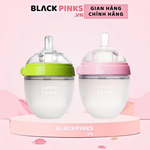 Bình sữa silicone Comotomo 150ml - xanh/hồng