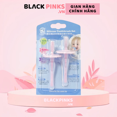 Bộ 2 bàn chải cho bé KuKu silicone mềm dành cho bé từ 6 tháng tuổi - màu ngẫu nhiên