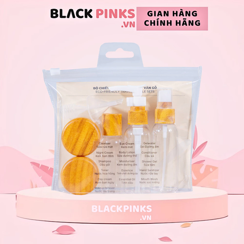 Bộ chiết mỹ phẩm Hotosu vân gỗ (8 món)