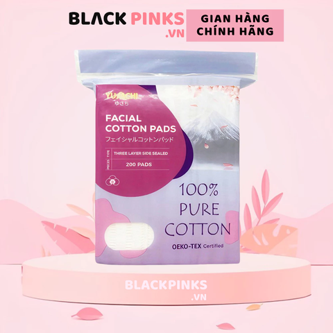 Bông tẩy trang Yusachi Suzuran 100% cotton 200 miếng