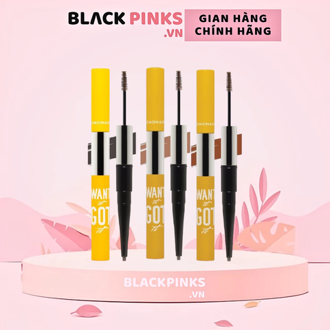 Chì kẻ mày Lemonade 2 đầu - màu nâu sáng/màu nâu đậm/màu nâu xám 2g+2ml