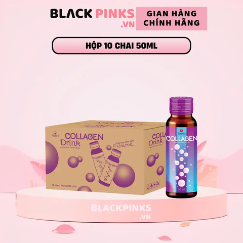 Hộp 10 chai nước uống hỗ trợ làm đẹp và chăm sóc da Fujiwa Collagen 50ml