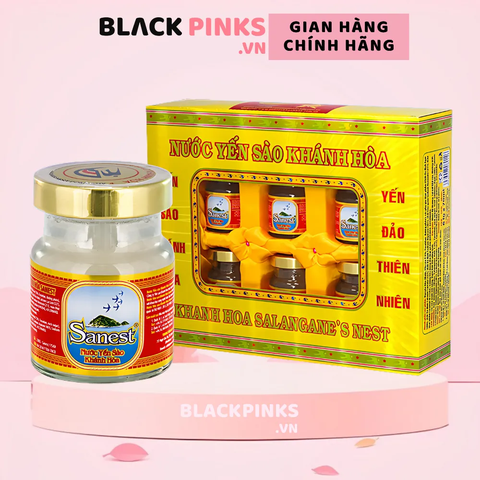 Hộp 6 lọ nước yến sào Khánh Hòa Sanest có đường 70ml